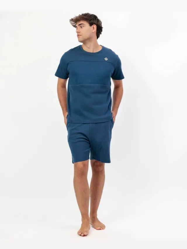 Admas Honey Comb Korte Pyjama Heren (Blauw)