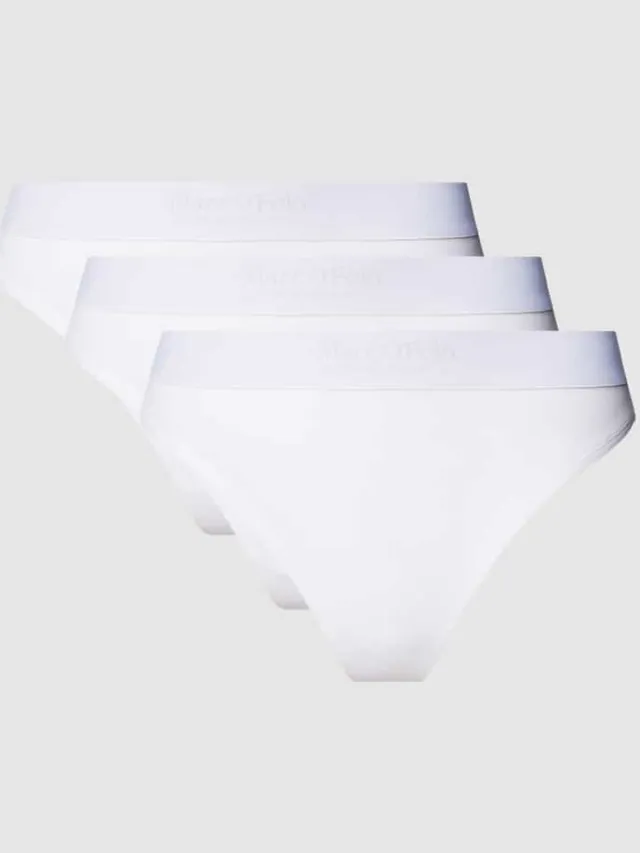 Marc O'Polo String met elastische band met logo in een set van 3 stuks Wit