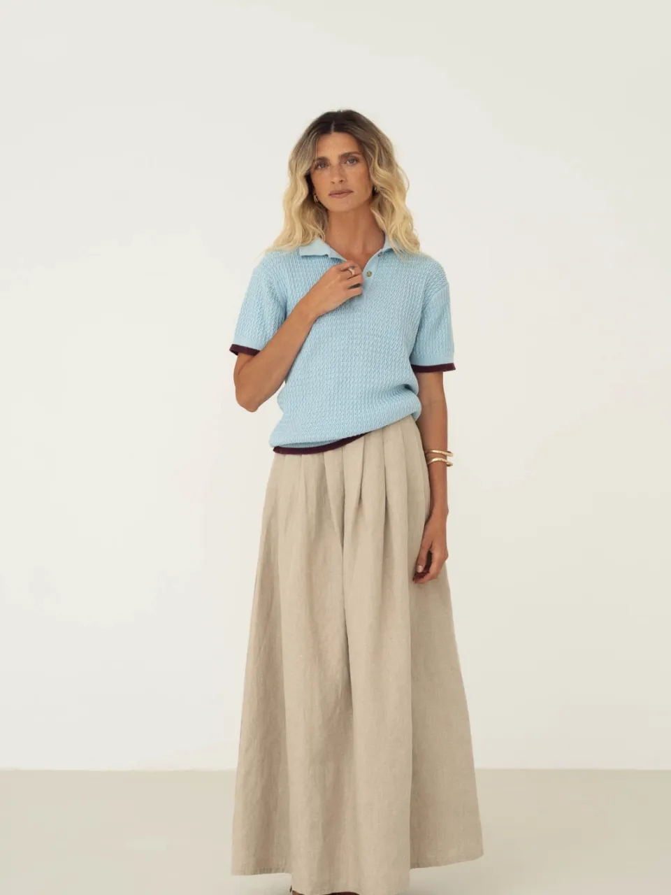 Näz dames vegan Lange Linnen Rok Freya Beige