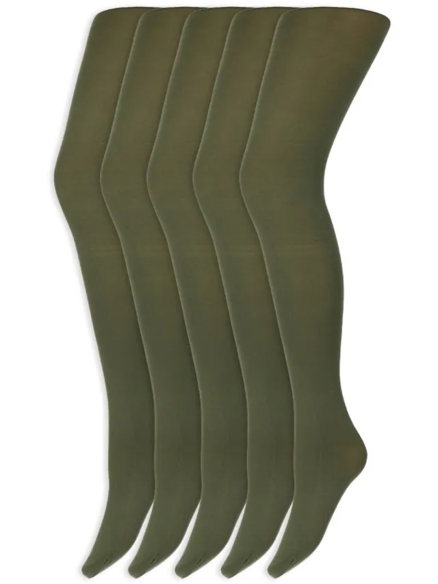 Marianne Gekleurde Panty’S | Micro | 60 Denier | Merk: Marianne | Maat: S T/M Xxl | Kleur: Leger Groen | 5 Paar