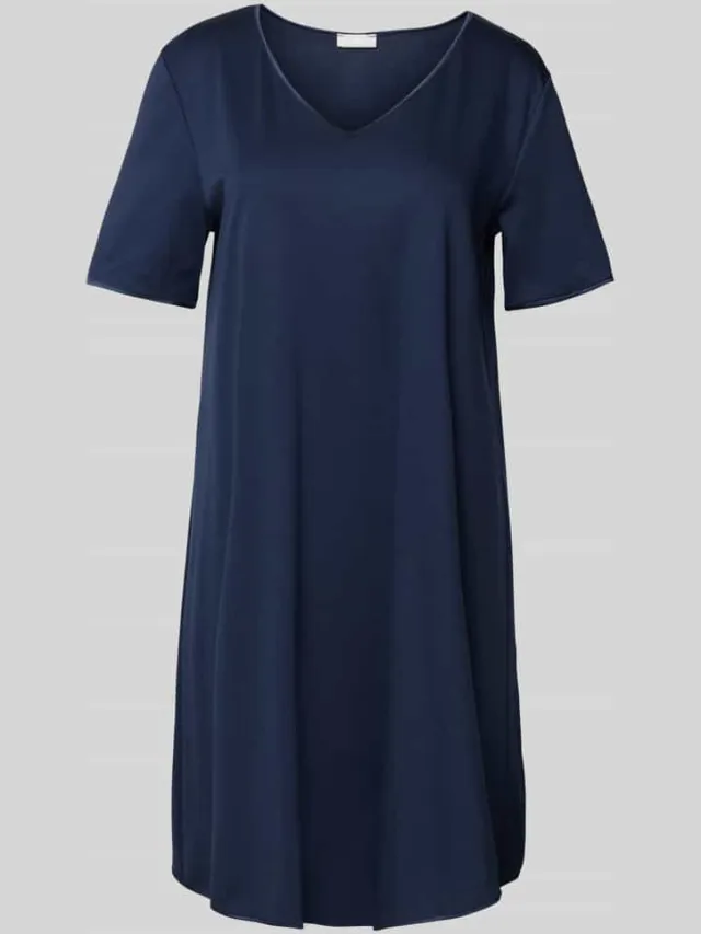 Hanro Nachthemd met V-hals Donkerblauw