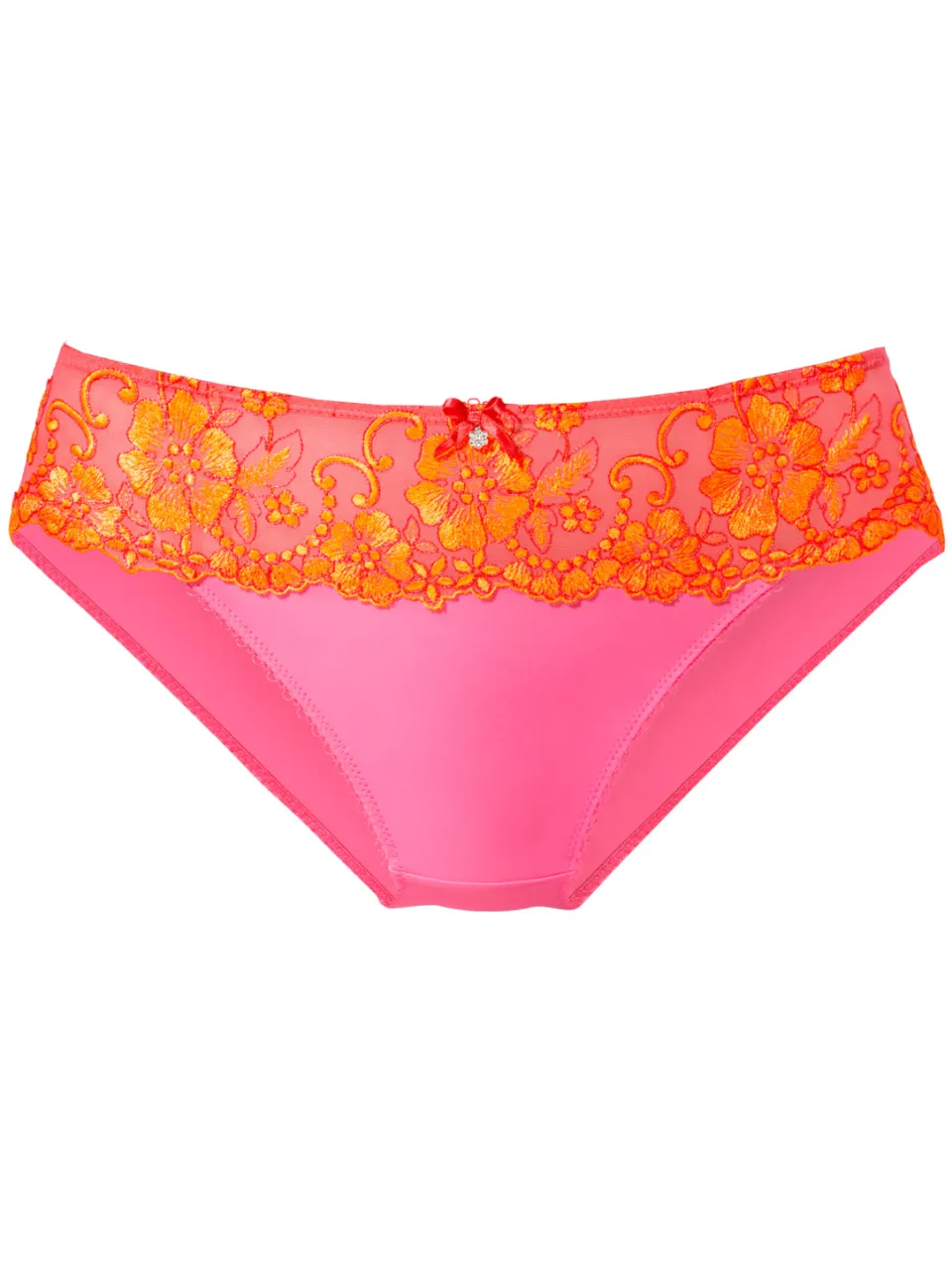 bikinislip roze met oranje kant, foto 2