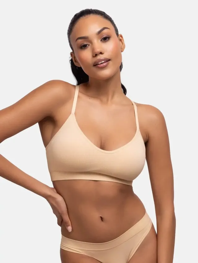 Dorina Bralette met vulling - Revive - Bh topje met spaghetti bandjes zonder beugel - S - Zwart
