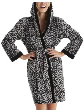Damella Velour Leo Hoodie Robe Versch.kleure/Patroon