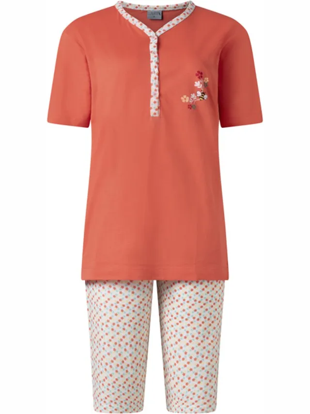 Lunatex dames shortama 124220 - zomer pyjama - rood