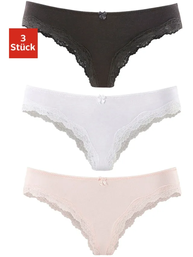 Brazilian slip met kant zwart, wit en roze, foto 2