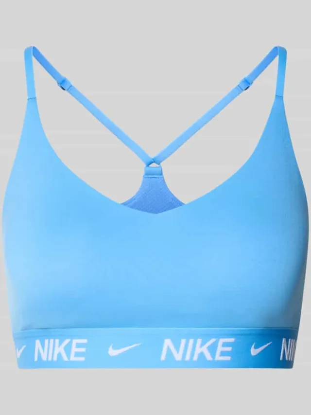 Nike Slim fit sport-bh met logodetail model 'Indy' Blauw