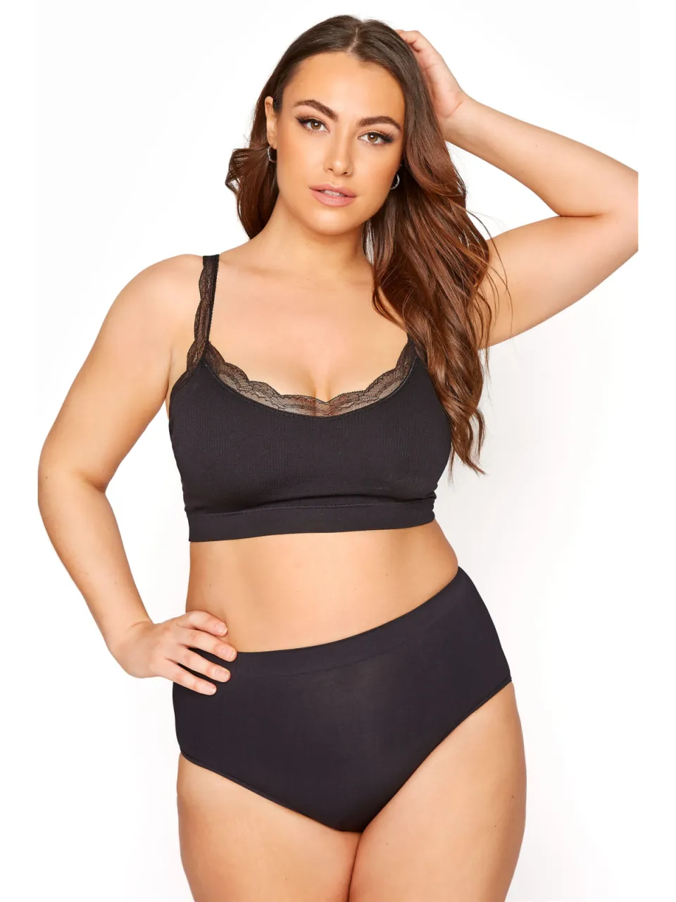 Yours Bralette Met Kanten Rand In Zwartsize 42-44, foto 2