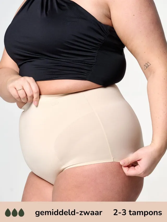 moodies period undies Moodies menstruatie ondergoed dames - Corrigerende Hiphugger - gemiddeld/zwaar (tot 2-3 tampons) - herbruikbaar en wasbaar - beige
