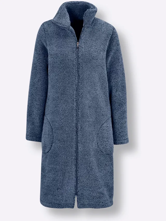 badjas teddyfleece blauw gemêleerd, foto 2