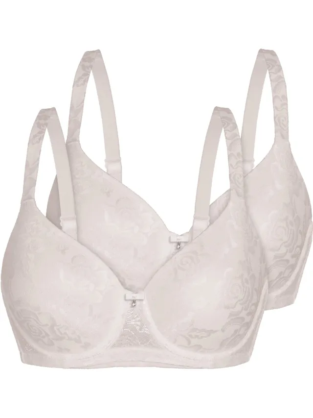 Sassa Voordeelpak van 2 voorgevormde bh's Allover Lace-jacquard ivoor
