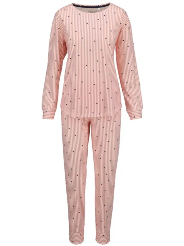 Ringella Katoenen dames pyjama perzik Ringella - Roze - Maat - 52