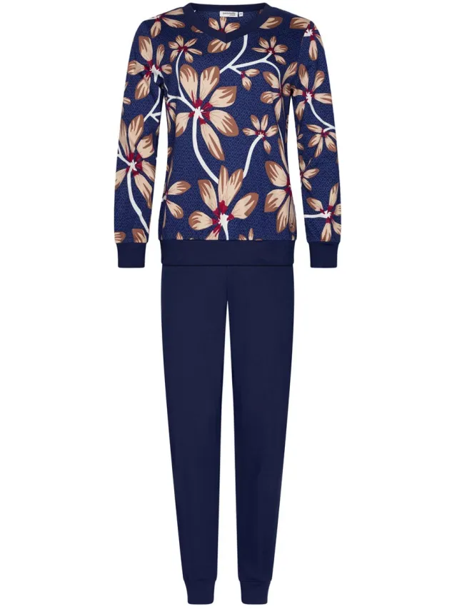 Pastunette Premium - Pyjama - Midnight Bloom - Katoen - Interlock - Donkerblauw