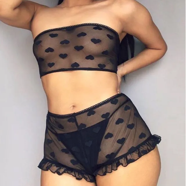 CHPN Lingerie Setje - Lingerie met Hartjes - Small - Sexy lingerie - Sexy ondergoed - Valentijnsdag - Zwart - lingeriesetje - Underwear