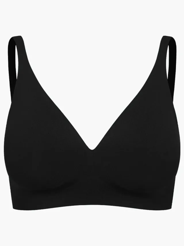 cfab Comfortabele push-up bh - Zwart - BH Zonder Beugel Voorgevormd - Ondergoed - Naadlos
