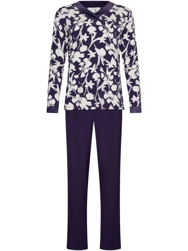 Pastunette Premium - Pyjama - Dark Orchid - Ecovero Viscose - Paars/Wit