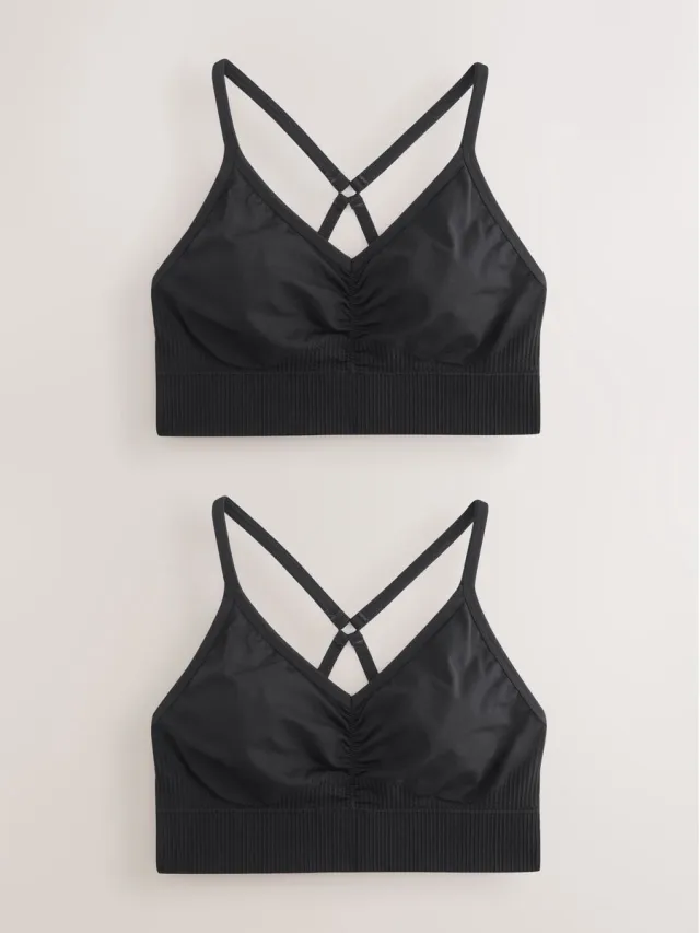 Next Dames - Set van 2 naadloze sportbeha's met bandjes - Zwart Black