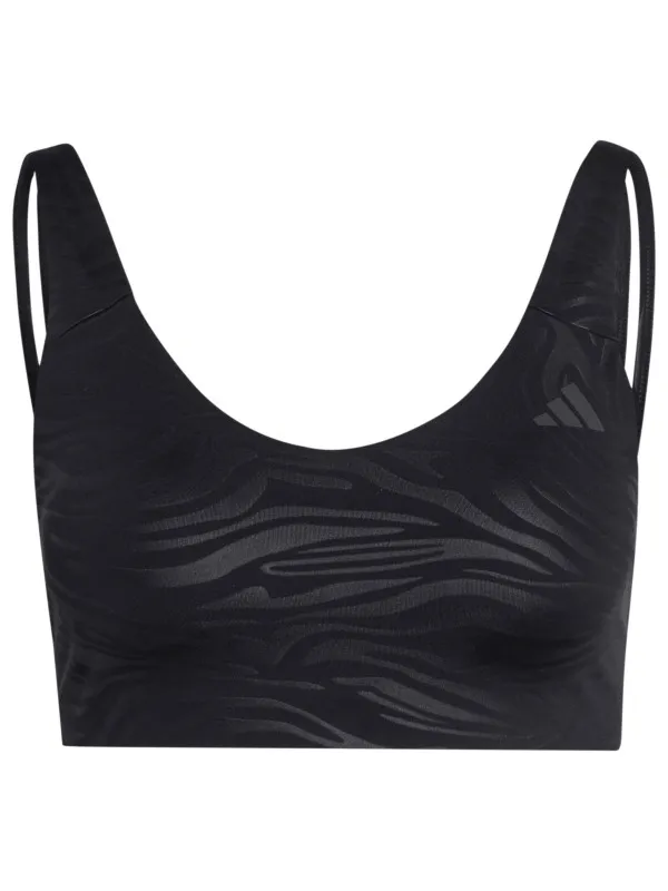 Adidas All Me Essentials Graphic Light Support sportbeha zwart, foto 2