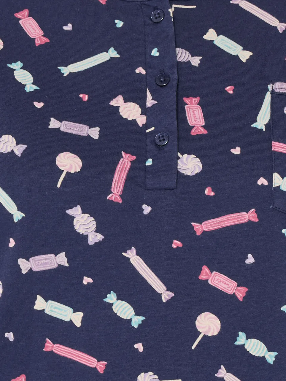 Yours Marineblauw Midaxinachthemd Met Zoete Print En Knoopsluiting-60, foto 5