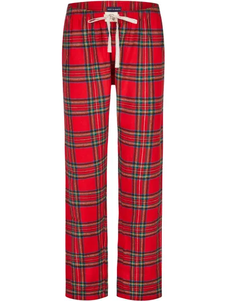 Happy Shorts Dames pyjama broek lang geruit flanel rood, foto 2