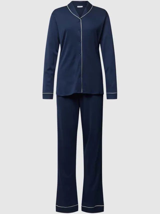 Hanro Regular fit pyjama van puur katoen Donkerblauw