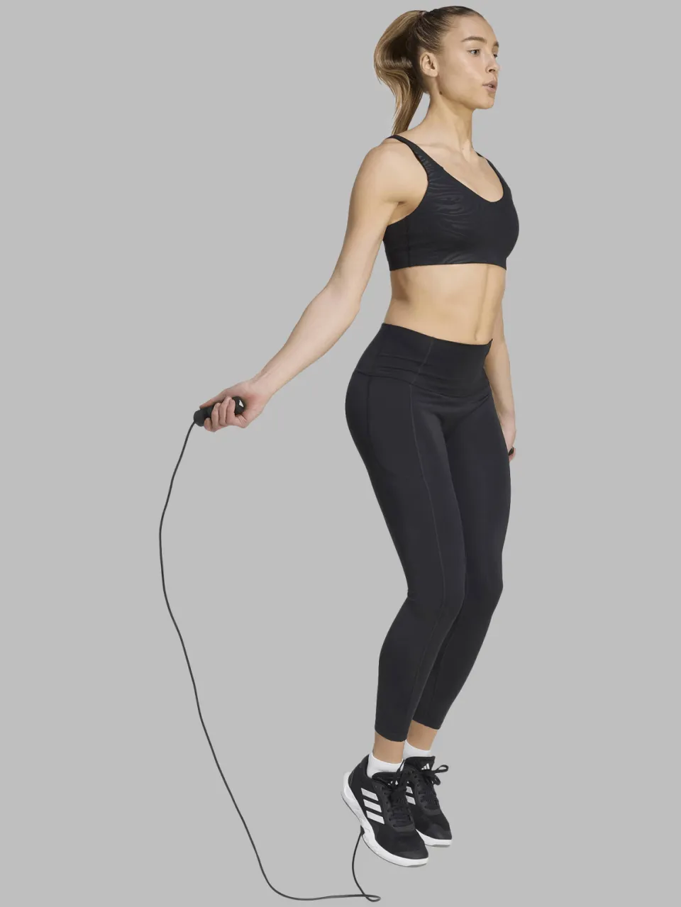 Adidas All Me Essentials Graphic Light Support sportbeha zwart