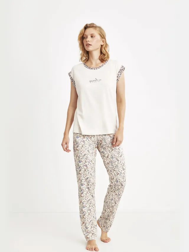 Catherine's Dames Pyjama Set, Korte Mouwen Wit