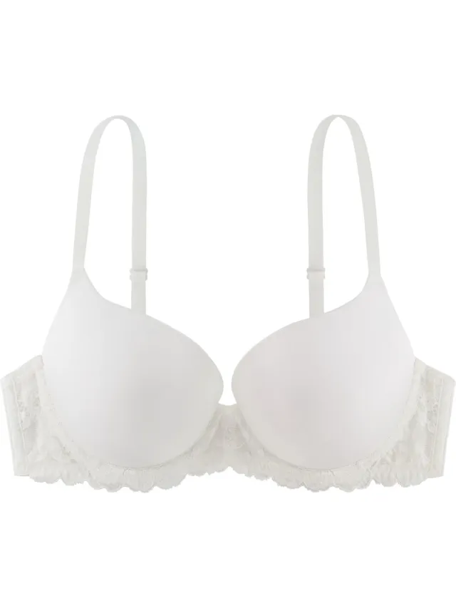 Dorina Super Push Up BH - Claire - Maximizer push up bh met beugel - T-shirt bh met kanten rand - 80A - ivoor