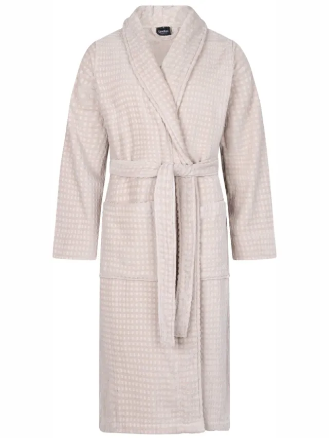 Linolux Platinium Unisex velours badjas - Steenkleur Stone