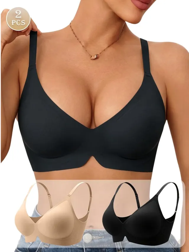 Currero BH Zonder Beugel - Strapless - Zonder Bandjes - Met Voorsluiting - Push-up Bh's - Comfort Beha - Comfortabel - Grote Sluiting - Zwarte Abrikoos