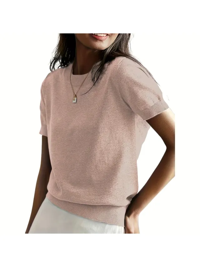 Currero Topje Dames - Top Kleding - Shirt - Blouse - Kort - Volwassen - Roze Bruin