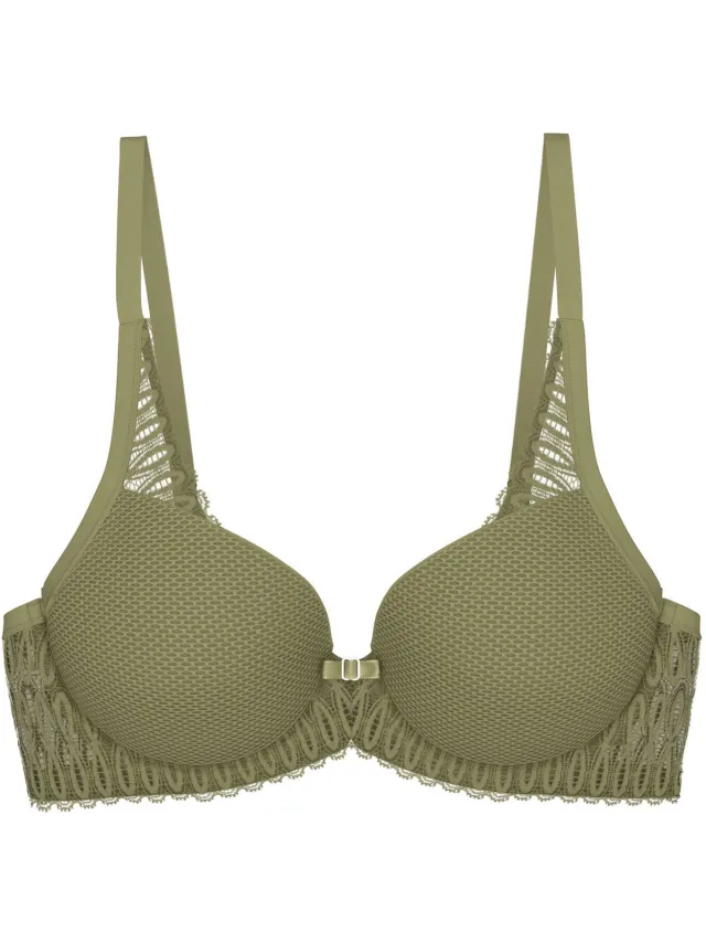 Triumph kanten bh met beugel - Aura Spotlight WHP - Stevige spacer bh met vulling - Zwart en creme - 75C - Groen
