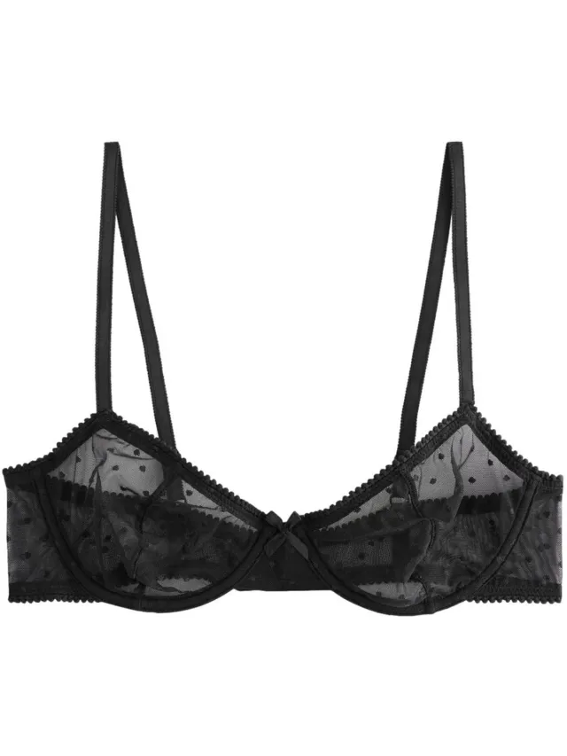 Next Dames - Balkonbeha met stippen en mesh, zonder vulling - Zwart Black