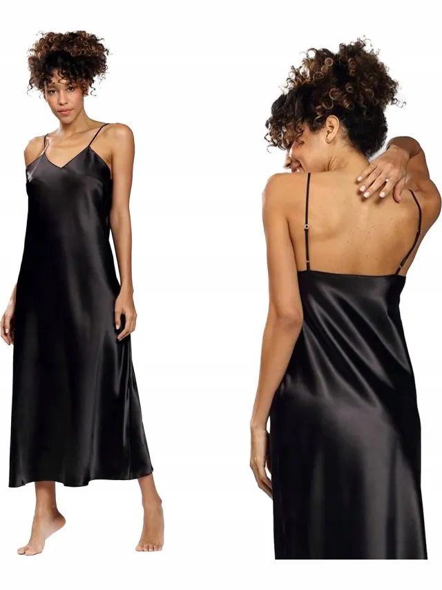 DKaren Iga hoogwardige satijn slipdress zwart