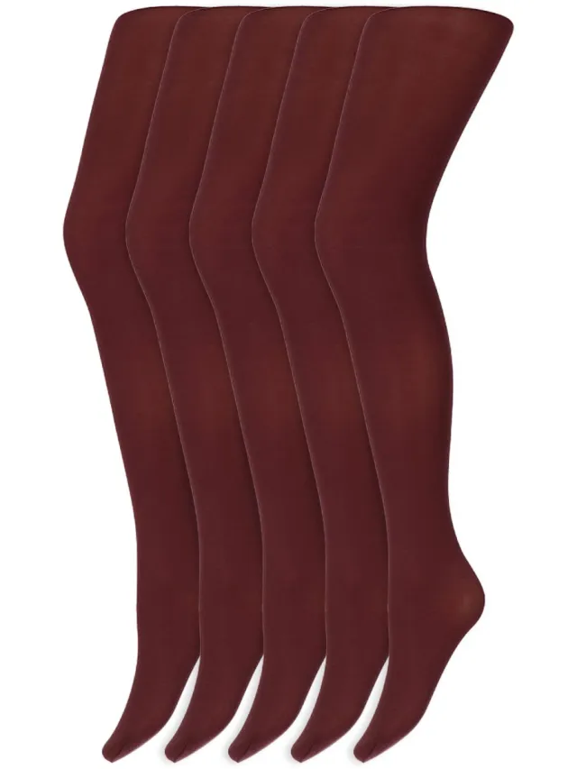 Marianne Gekleurde Panty’S | Micro | 60 Denier | Merk: Marianne | Maat: S T/M Xxl | Kleur: Aubergine | 5 Paar Rood