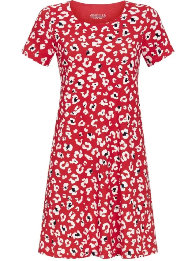 Ringella Rood nachthemd panterprint Ringella