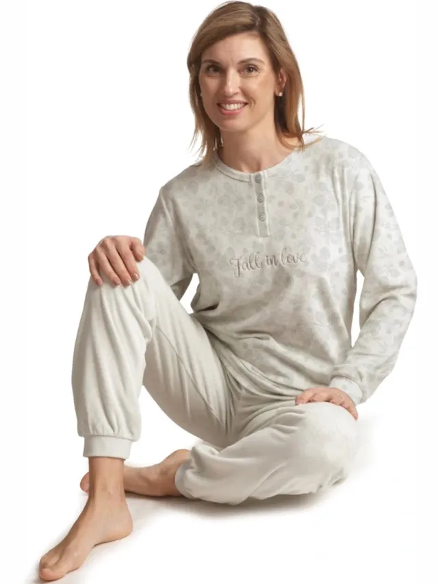 Cocodream Quality Cocodream dames pyjama velours - Fall in love - mint Mint, fall in love