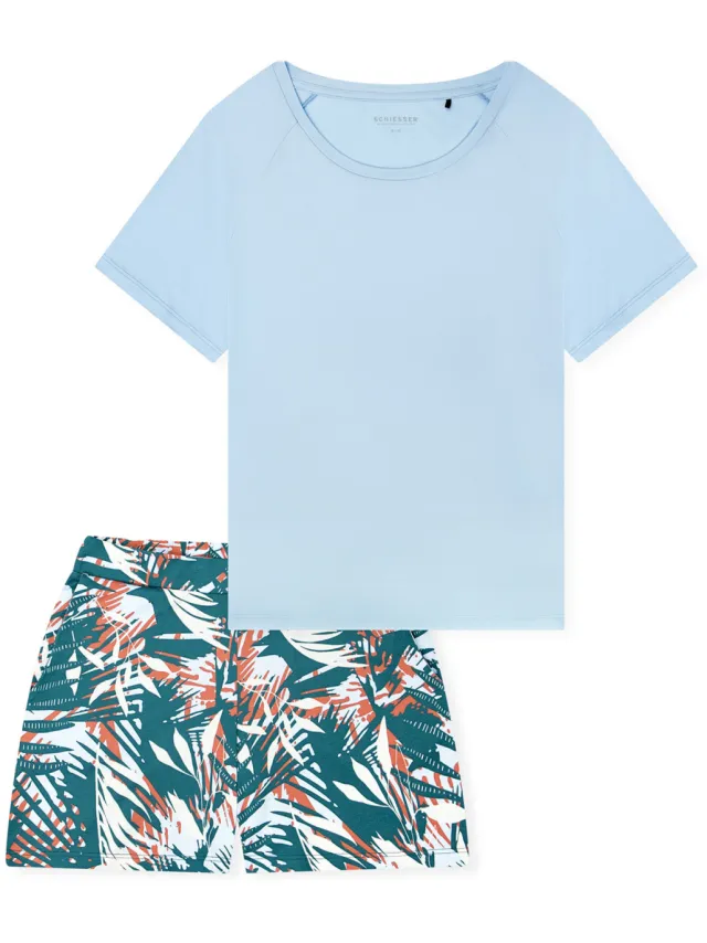 Schiesser Vrouwen Pyjama Modern Lichtblauw
