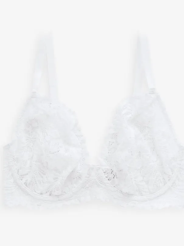 Next Dames - Ultimate Comfort beha DD+ zonder vulling, met kant en diep decolleté - Wit White