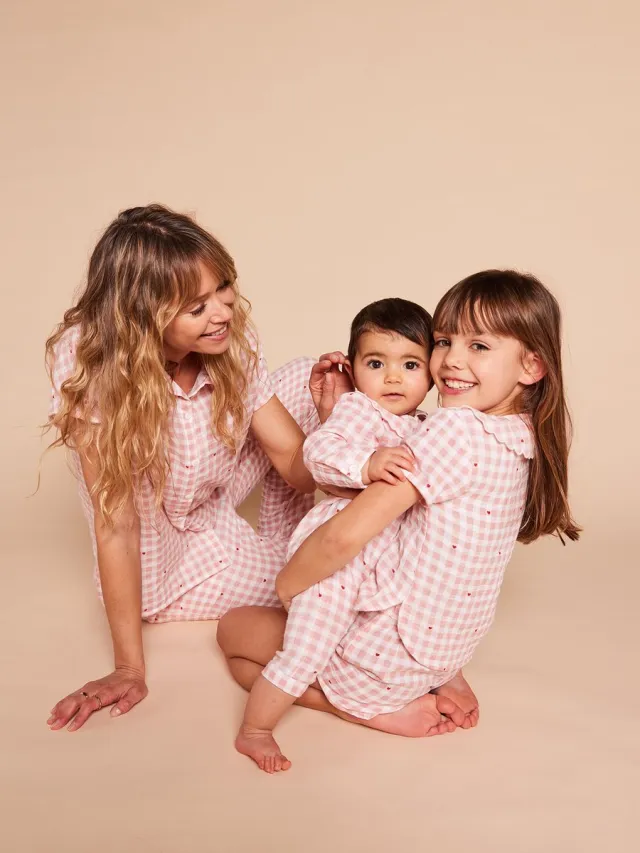 Envie de Fraise Tweedelige pyjama van vichy katoengaas roze (poederkleur)