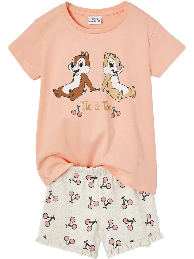 vertbaudet Mдdchen Sommer-Schlafanzug mit Kirschen Disney Animals koraal