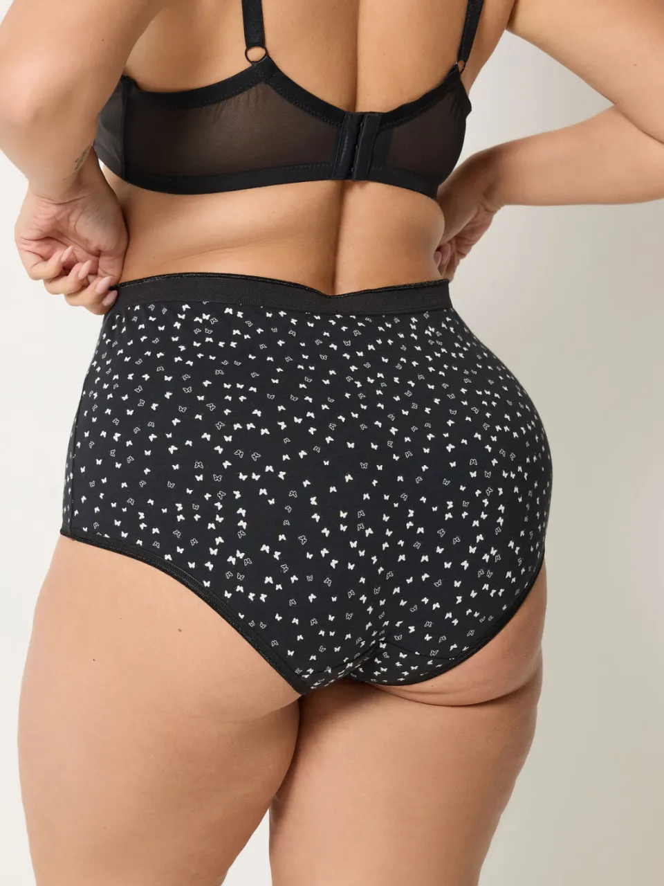 Yours 5Pack Zwarte Maxislips Met Kleine Vlinderprint En Hoge Taille-44, foto 3