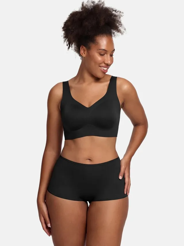cfab Comfort Minimizer Rugondersteunende BH - Zwart - XL - BH Zonder Beugel Voorgevormd - Ondergoed - Naadlos