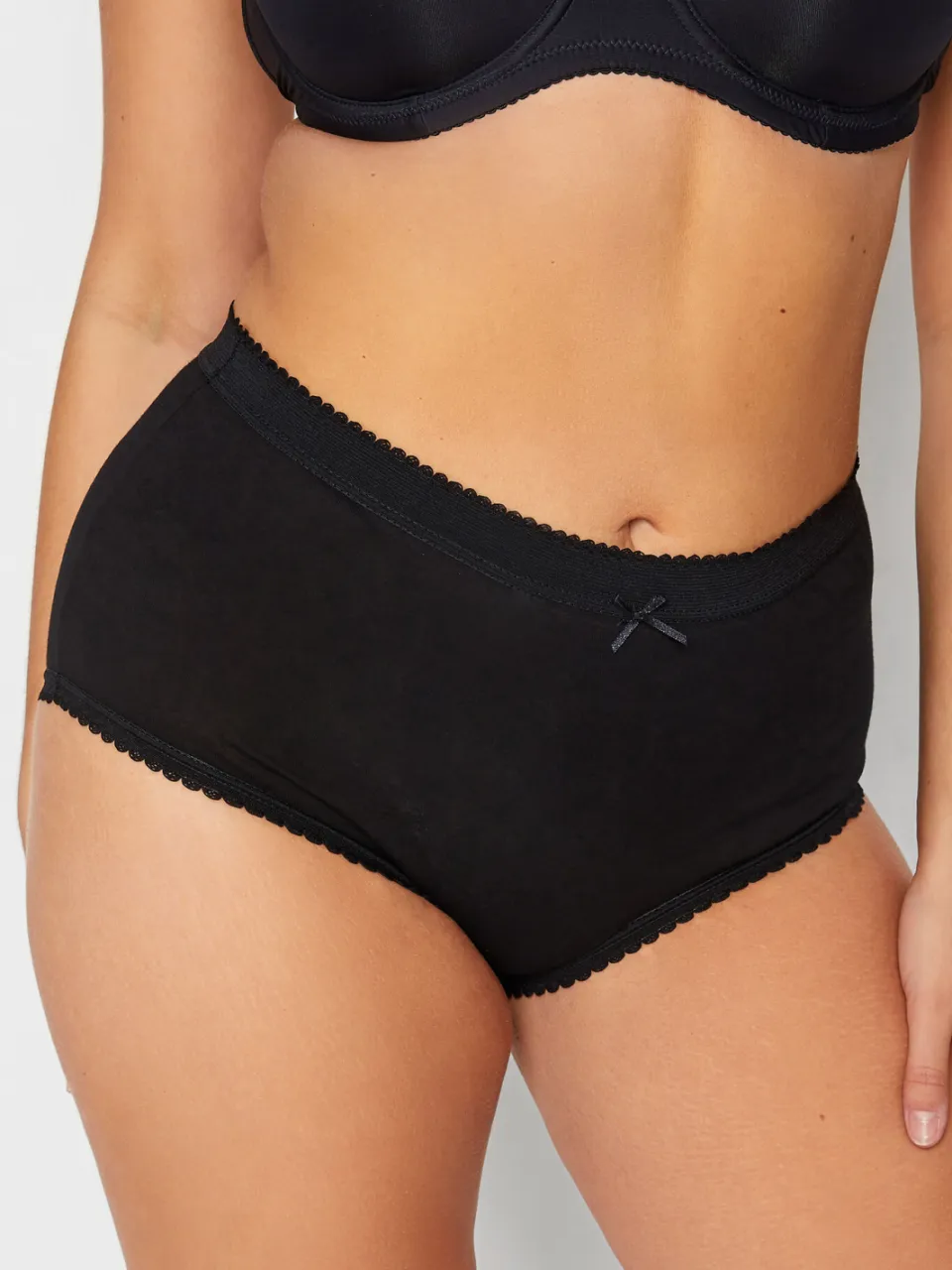 Yours 5 Pack Katoenen Tailleslips Met Hoge Taille In Zwart-64, foto 4