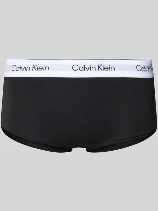 Calvin Klein Slips met logostitching, model 'Boyleg' zwart, foto 2