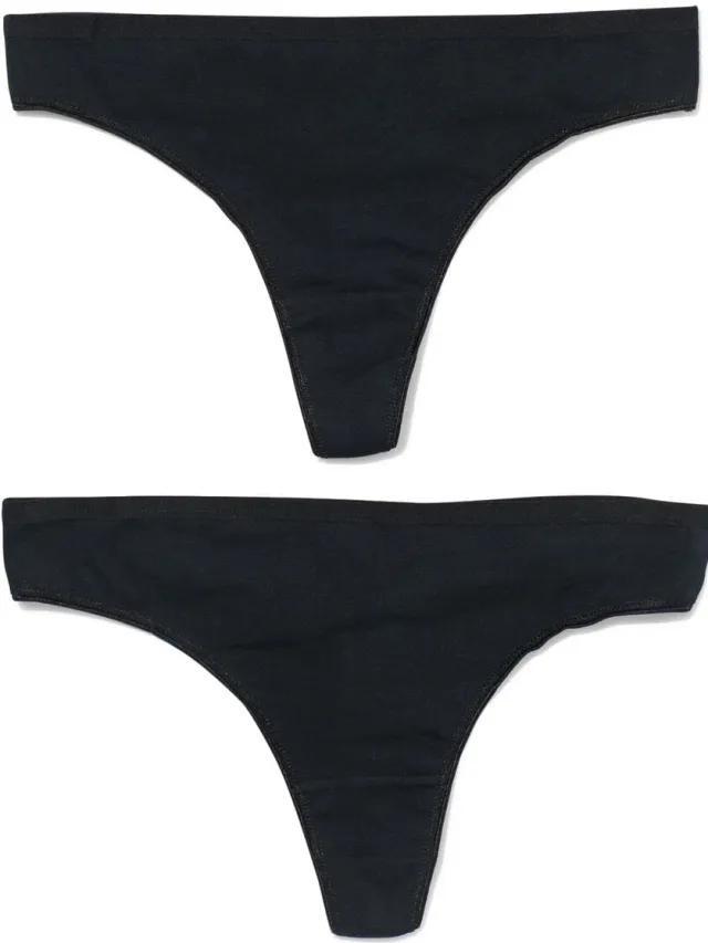 HEMA Damesstring katoen - 2 stuks zwart