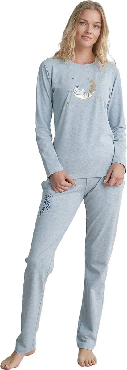 Pijadore Pyjama Set Voor Dames, Lange Mouwen Blauw