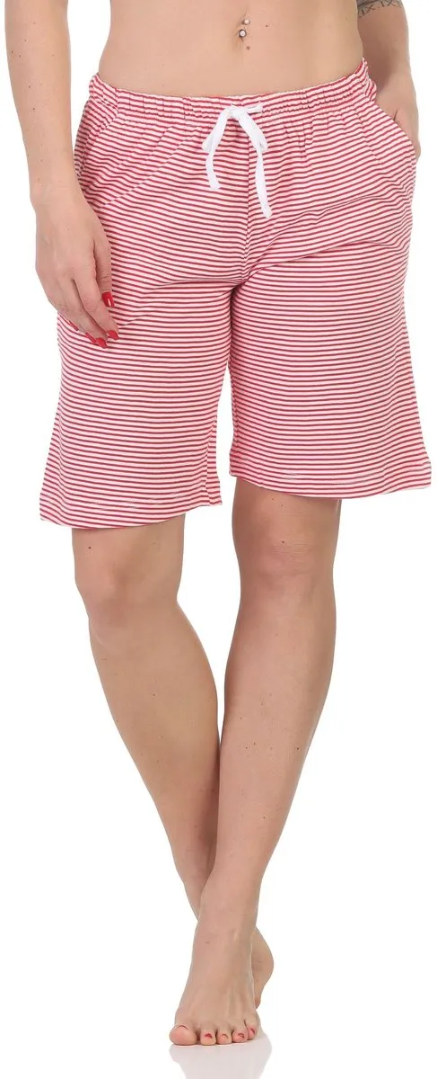 Normann Dames korte pyjamabroek - Mix & Match - perfect te combineren streifen_pink