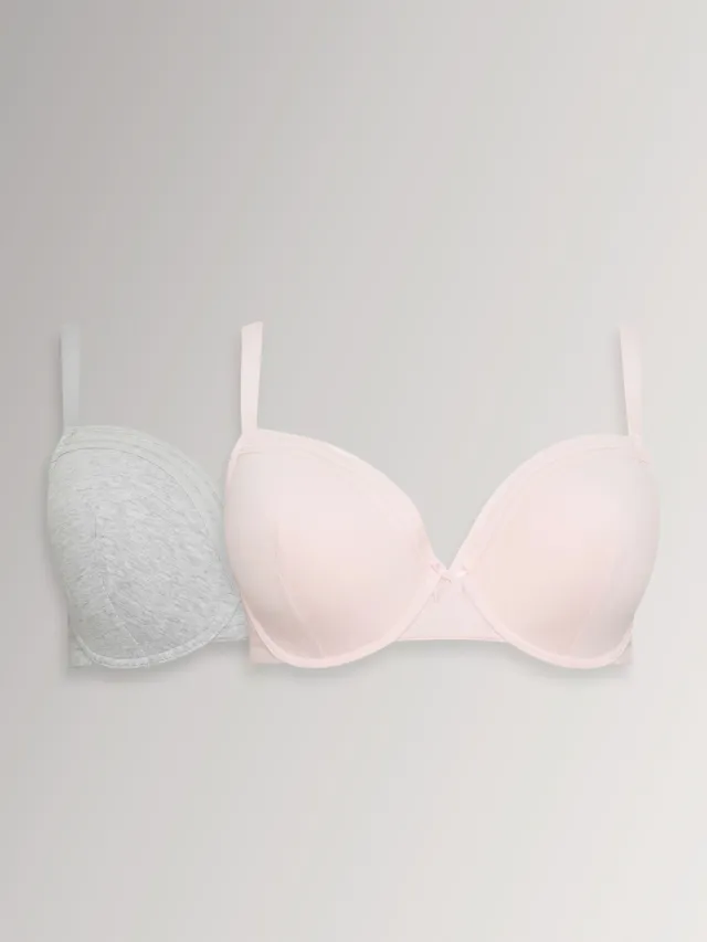 Yours 2 Pack Voorgevormde Bh's In Gemêleerd Grijs/Roze, foto 2