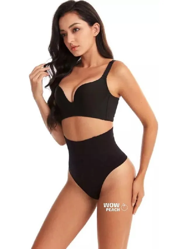 Wow Peach String Shaper - Zwart - Maat: XX-Large - Thong Shaper - Corrigerend string - Onzichtbare string - String met hoge taille - Shape wear - High waist string - Dames - Correctie ondergoed - Afslank